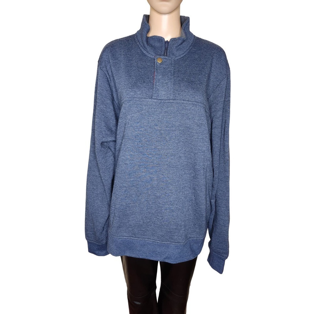 Orvis mens gray cotton blend quarter zip high neck sweatshirt Sz XL